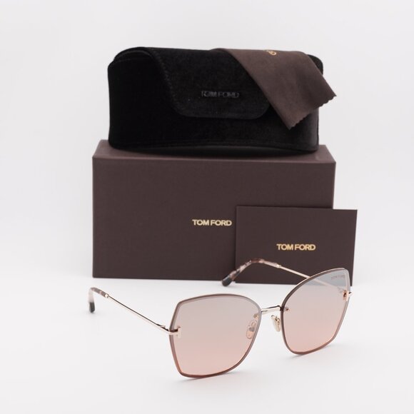 Tom Ford Nickie-02 FT1107 28U Butterfly Sunglasses - Gold/Bordeaux Mirror main image 8